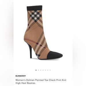 Burberry Dolman Point Toe Check Print Heel Bootie